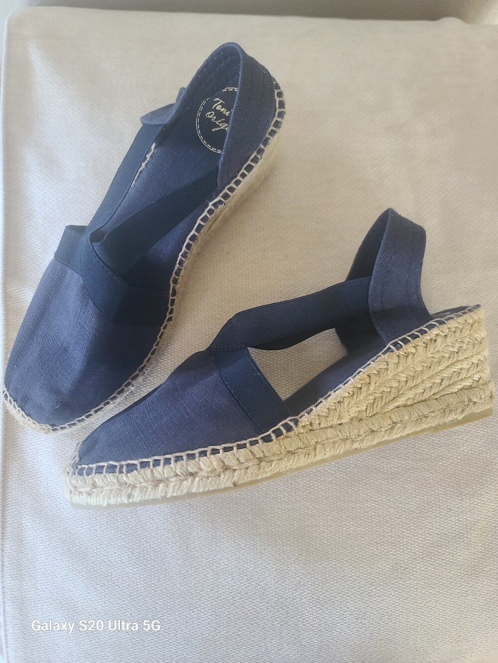 Toni Pons "Ter" Vegan Wedge Espadrilles Sandals On Navy Blue Size 8.5